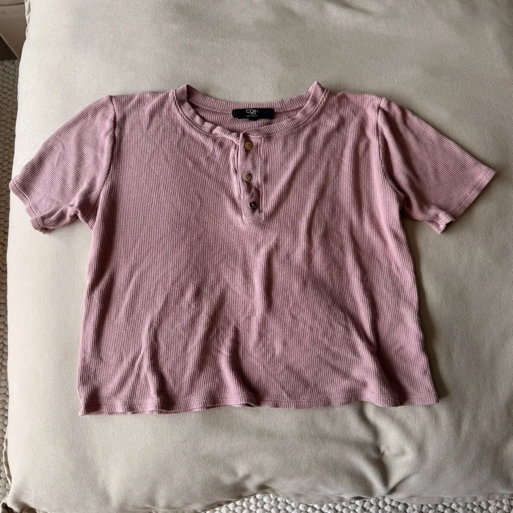 Casual Mauve Short Sleeve Henley Tee